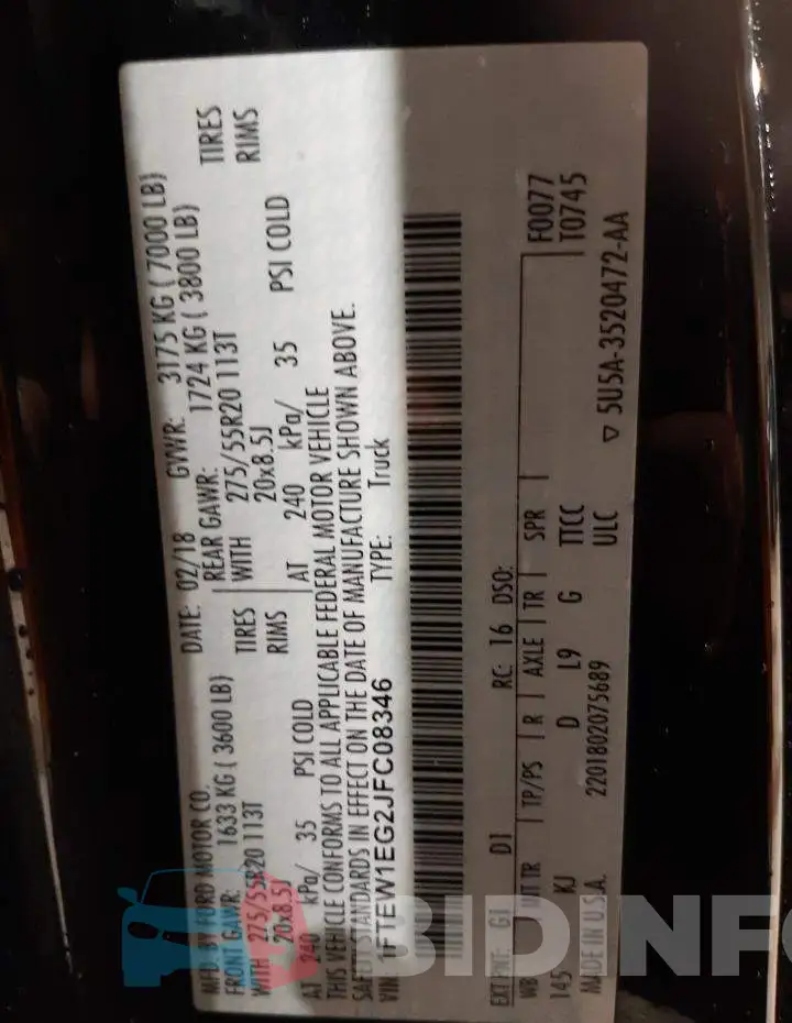 1FTEW1EG2JFC08346 Photo# 12