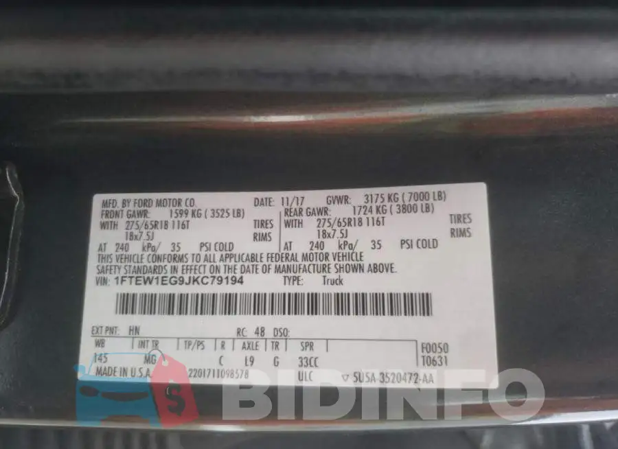 1FTEW1EG9JKC79194 Photo# 12