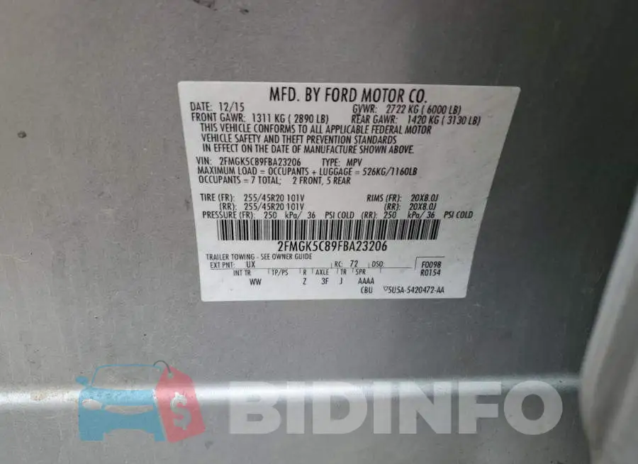 2FMGK5C89FBA23206 Photo# 13