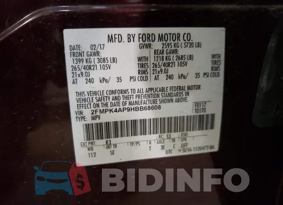 2FMPK4AP9HBB68608 Photo# 13
