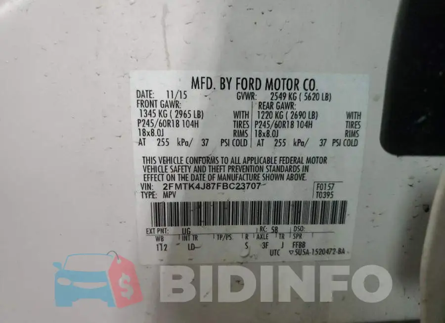 2FMTK4J87FBC23707 Photo# 13