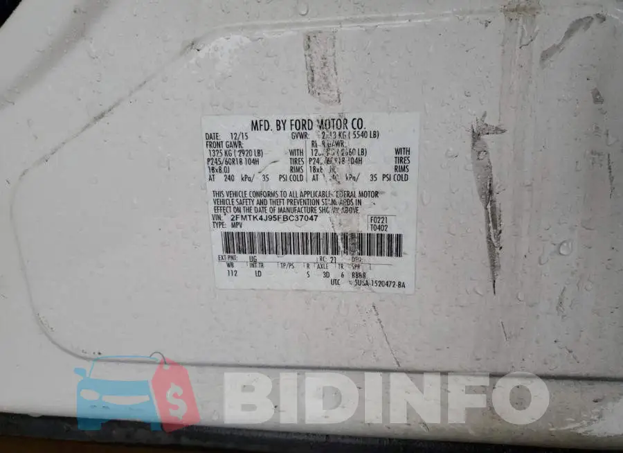 2FMTK4J95FBC37047 Photo# 12