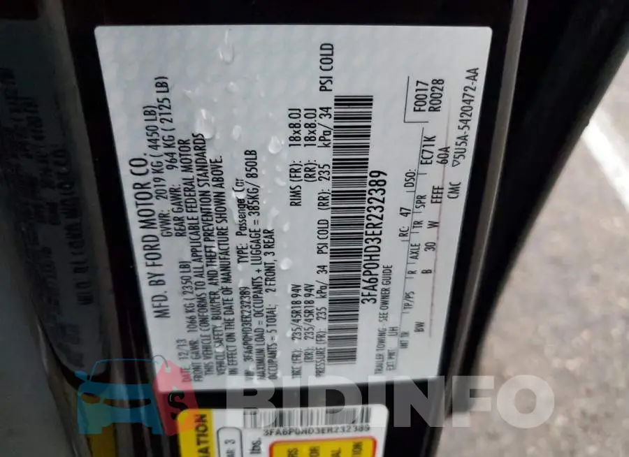 3FA6P0HD3ER232389 Photo# 12