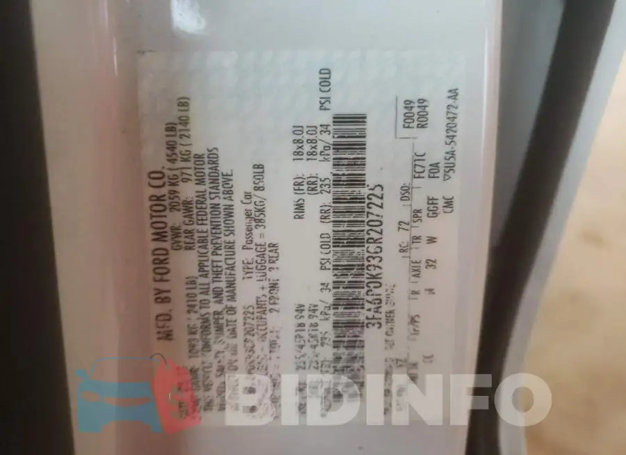 3FA6P0K93GR207225 Photo# 12