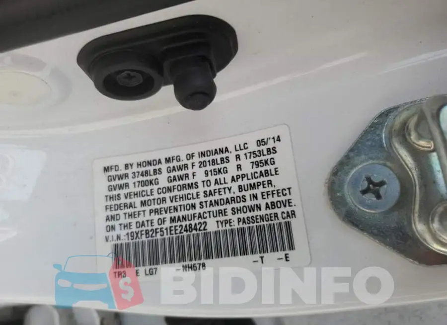 19XFB2F51EE248422 Photo# 13