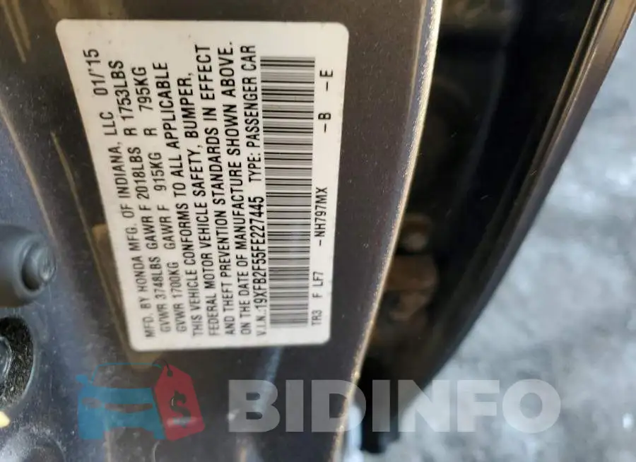 19XFB2F55FE227445 Photo# 12