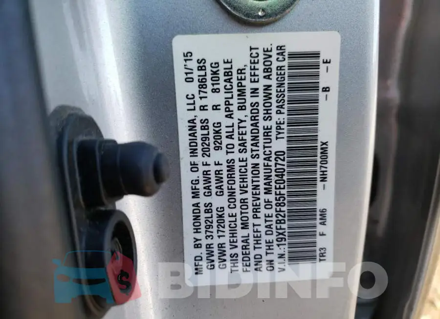 19XFB2F85FE040720 Photo# 12