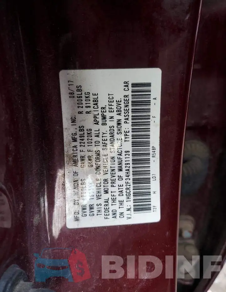 1HGCR2F34HA291139 Photo# 12
