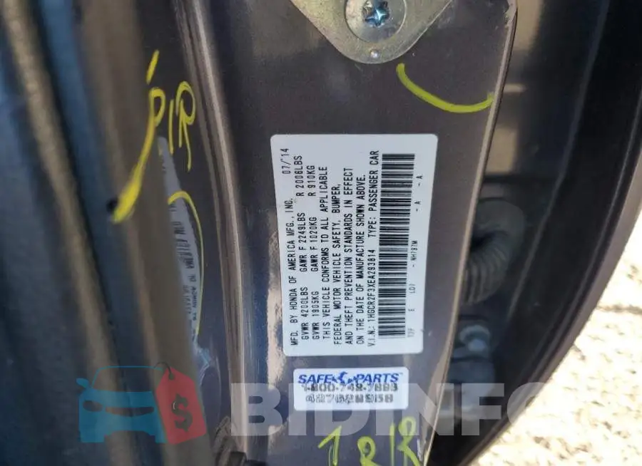 1HGCR2F3XEA293814 Photo# 12