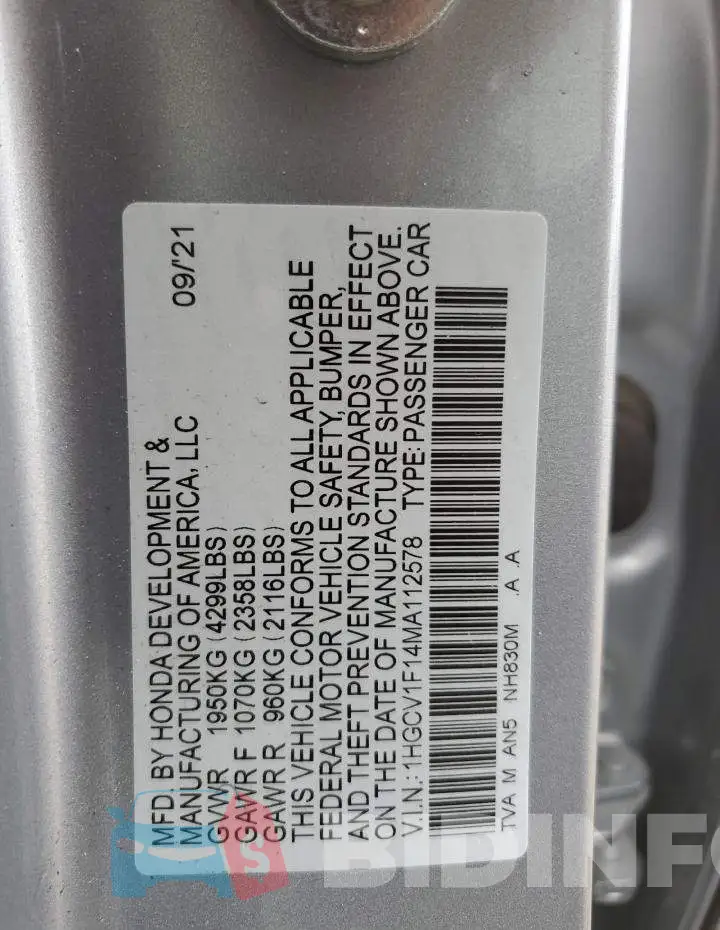 1HGCV1F14MA112578 Photo# 13