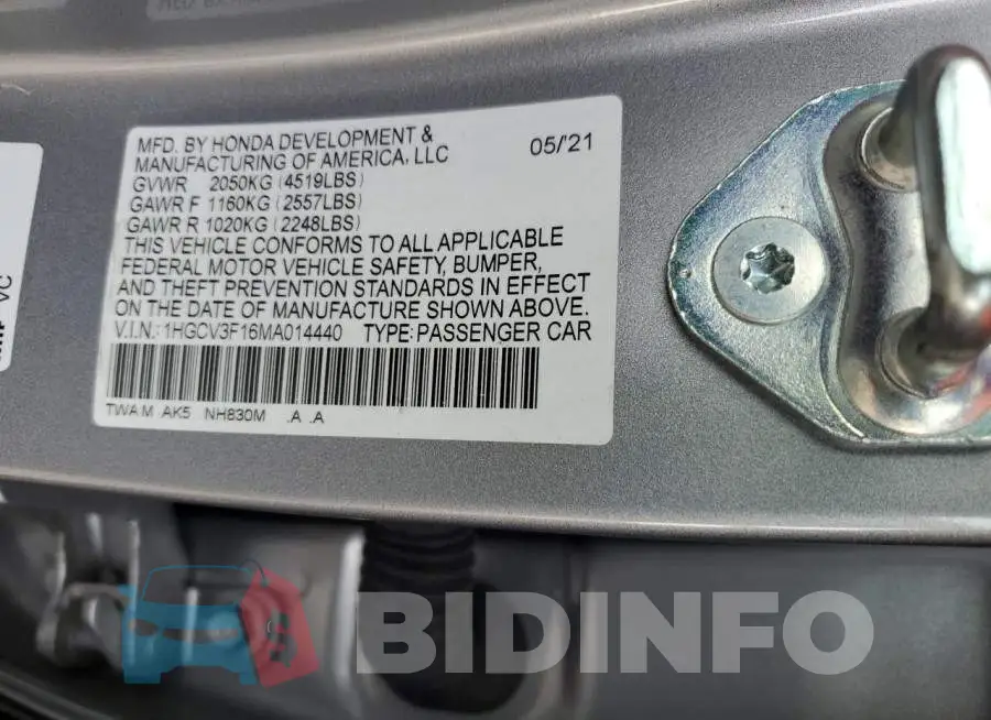 1HGCV3F16MA014440 Photo# 12
