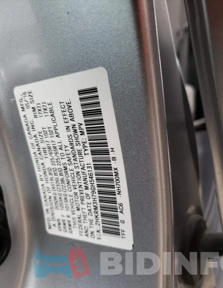 2HKRM3H79GH546131 Photo# 13