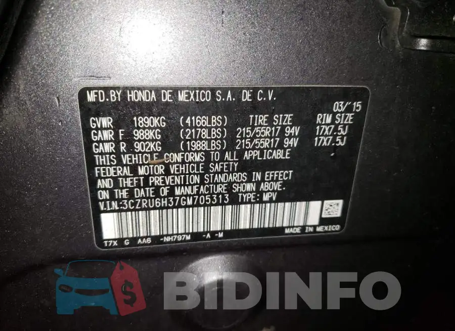 3CZRU6H37GM705313 Photo# 13