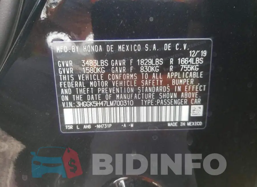 3HGGK5H47LM700310 Photo# 12
