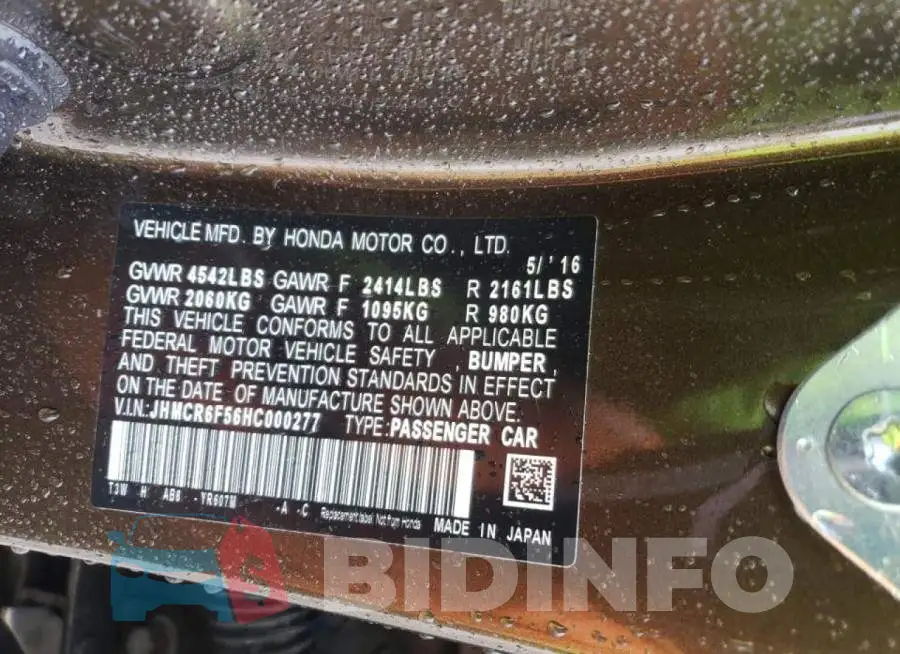 JHMCR6F56HC000277 Photo# 12