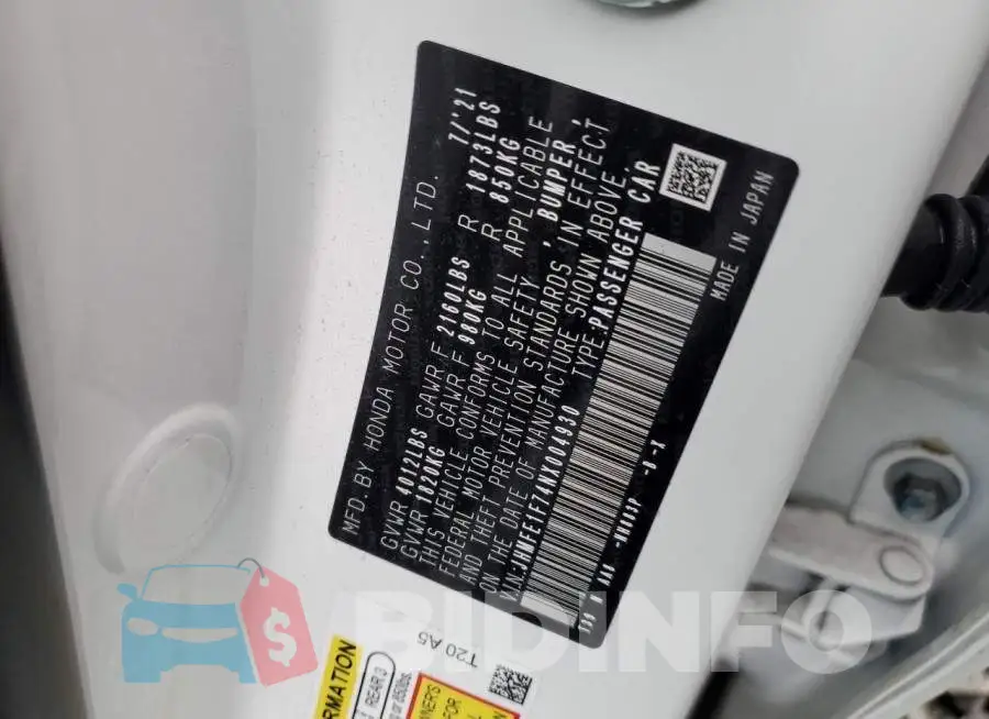 JHMFE1F74NX004930 Photo# 12
