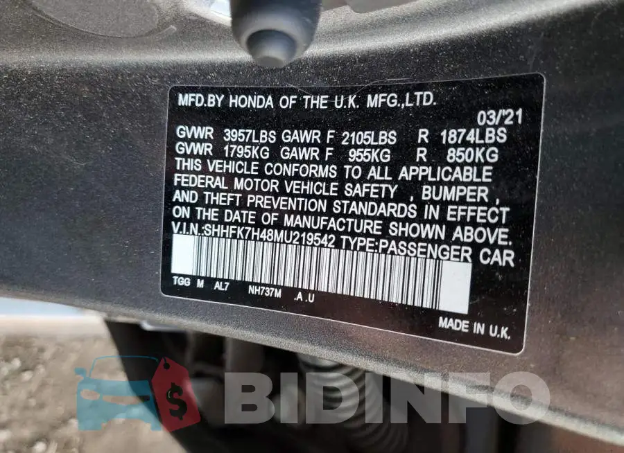 SHHFK7H48MU219542 Photo# 12