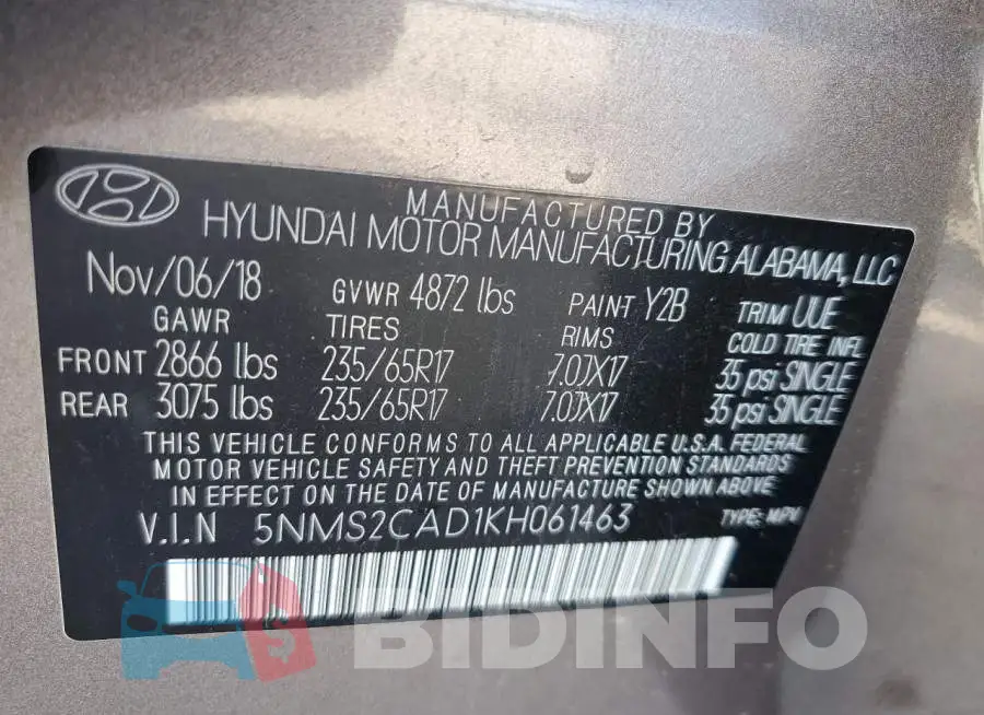 5NMS2CAD1KH061463 Photo# 14