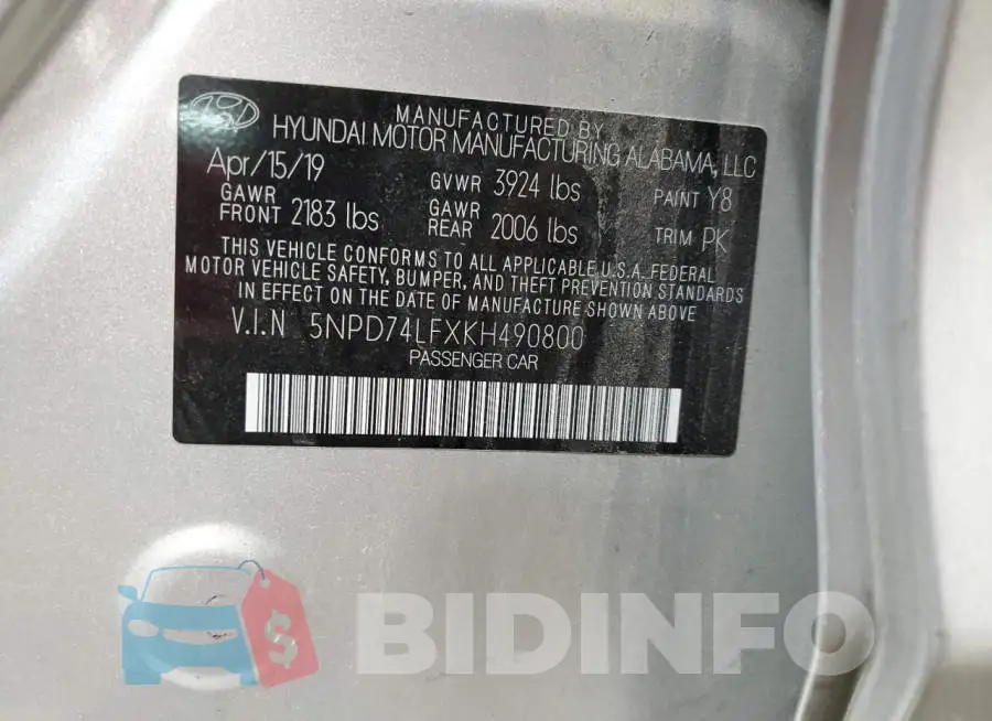 5NPD74LFXKH490800 Photo# 12