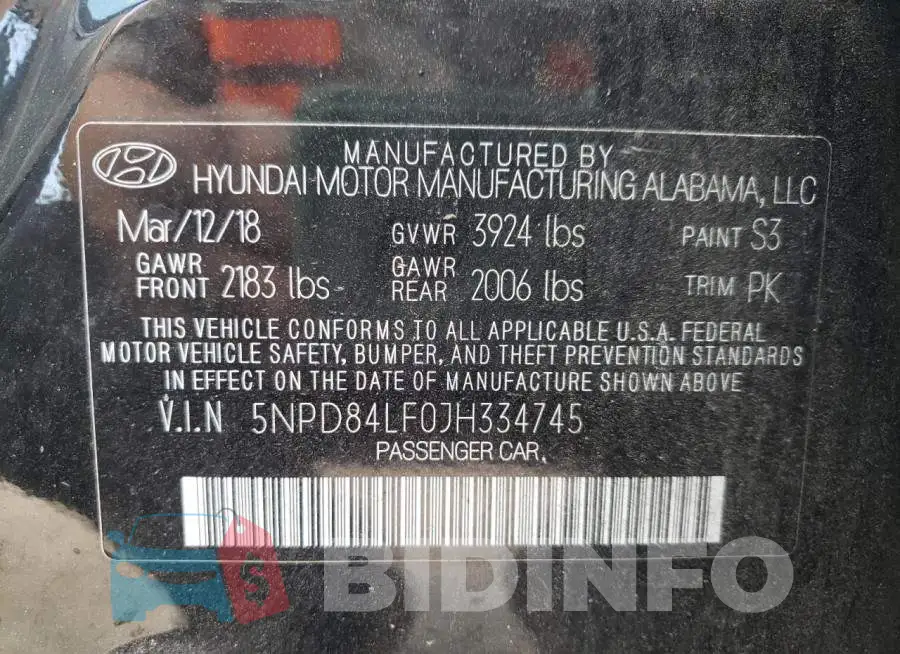 5NPD84LF0JH334745 Photo# 10
