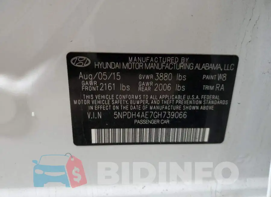 5NPDH4AE7GH739066 Photo# 13