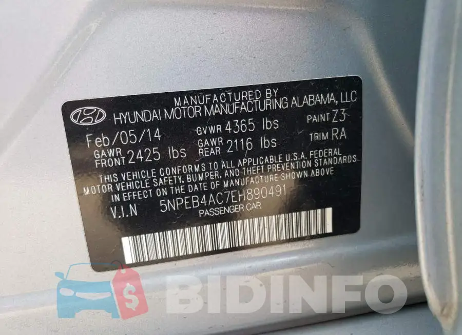 5NPEB4AC7EH890491 Photo# 12