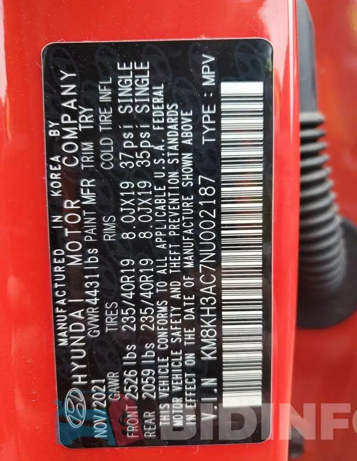 KM8KH3AC7NU002187 Photo# 12