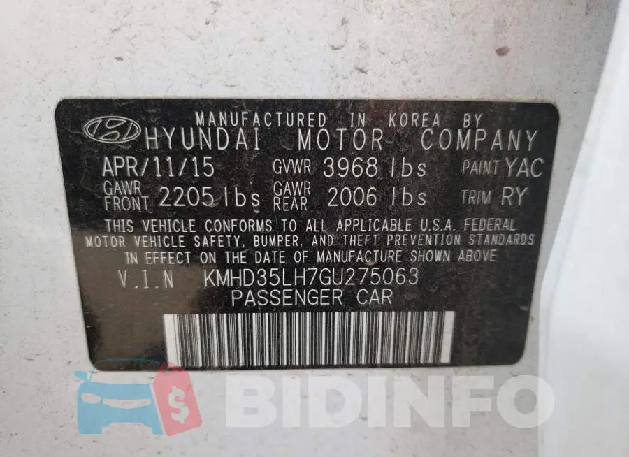 KMHD35LH7GU275063 Photo# 12