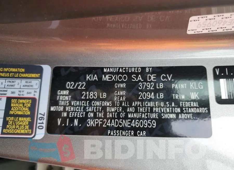 3KPF24AD5NE460959 Photo# 13