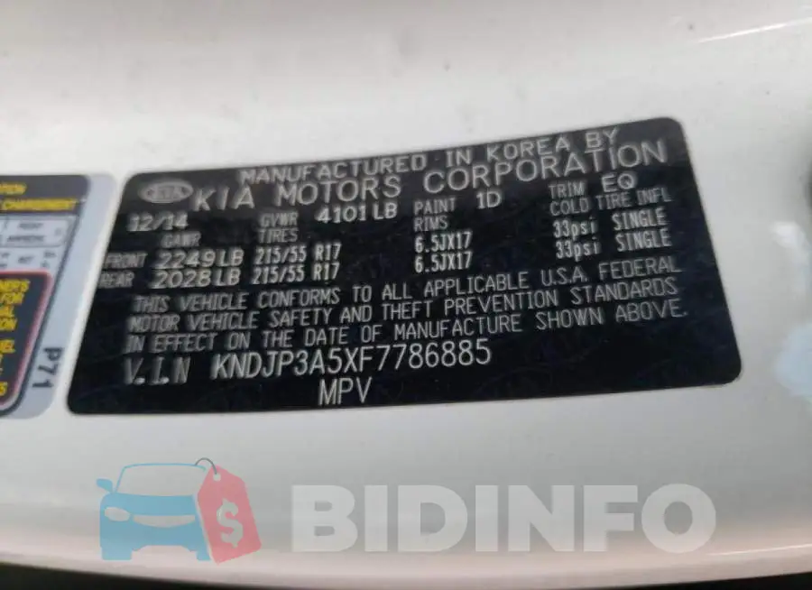 KNDJP3A5XF7786885 Photo# 10