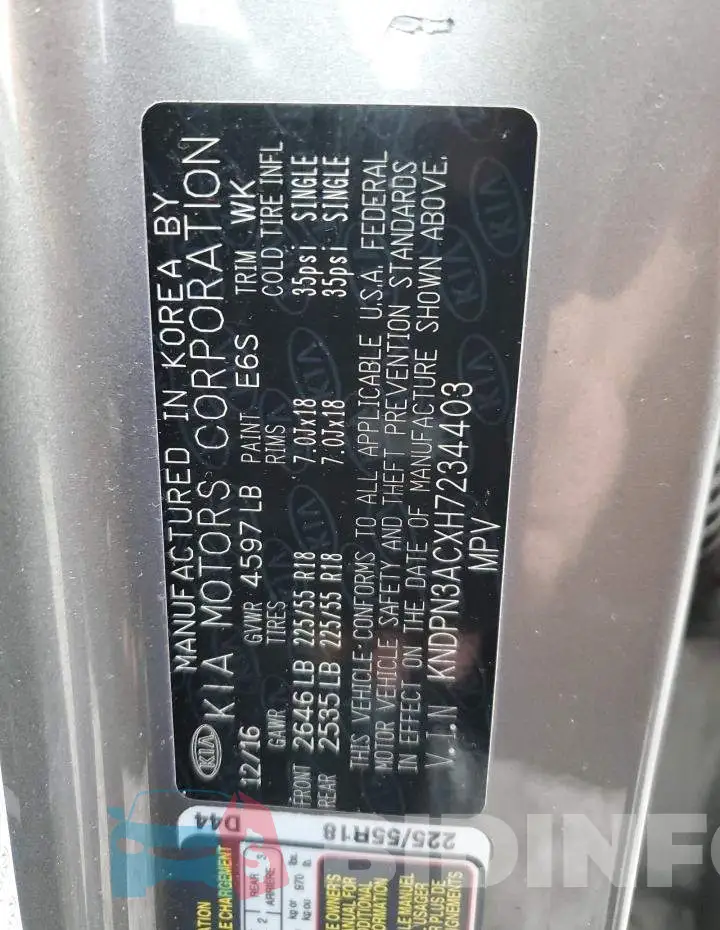 KNDPN3ACXH7234403 Photo# 12