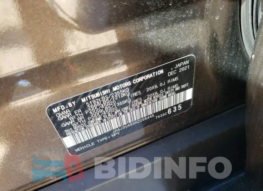 JA4J3VA85NZ056445 Photo# 14