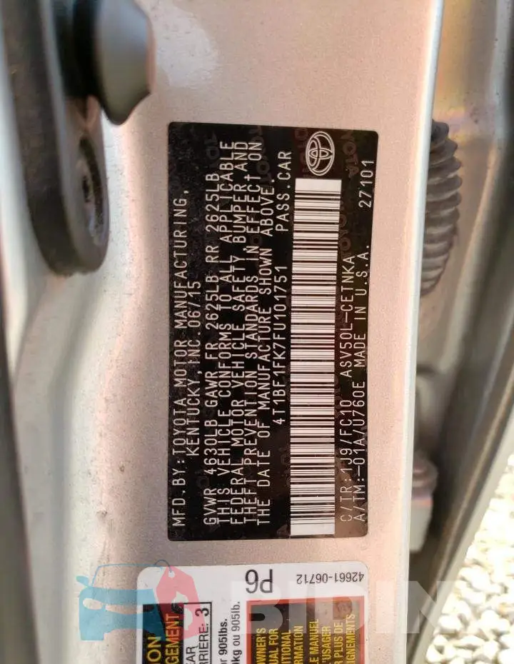 4T1BF1FK7FU101751 Photo# 13