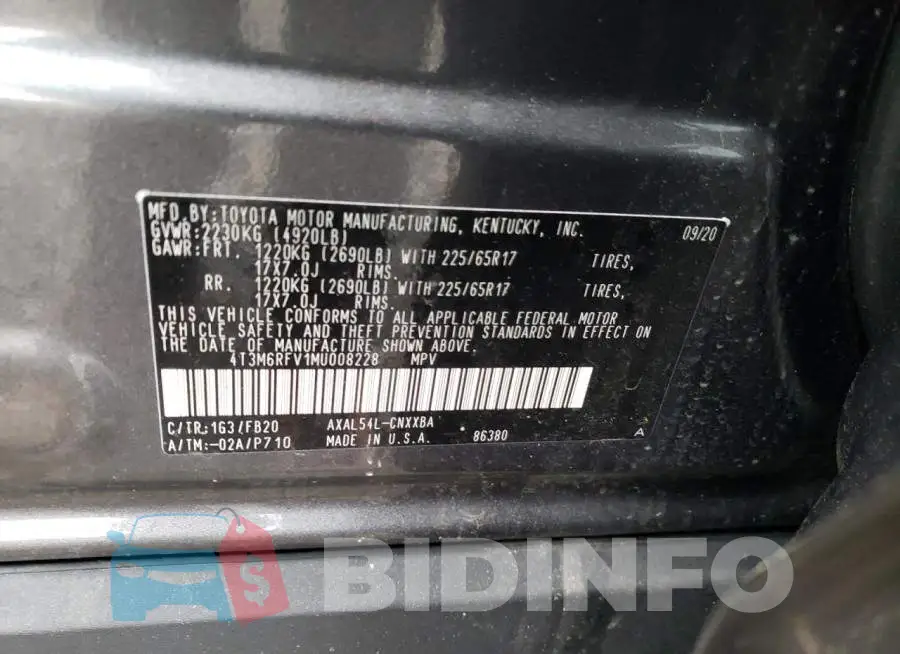 4T3M6RFV1MU008228 Photo# 12
