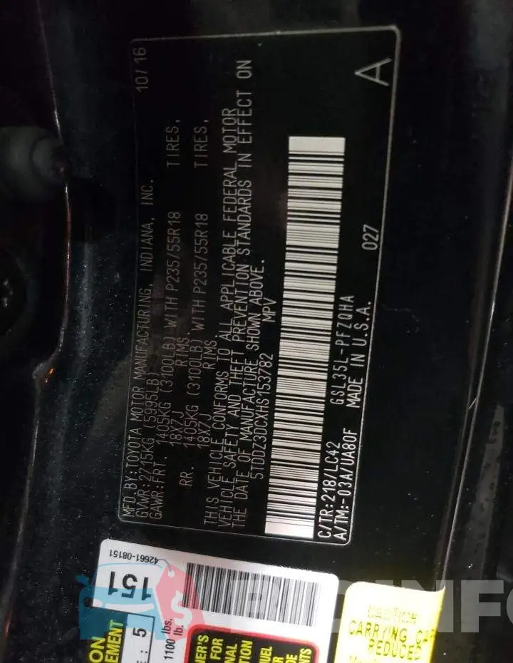 5TDDZ3DCXHS153782 Photo# 14