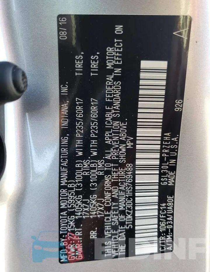 5TDKZ3DC1HS769488 Photo# 14