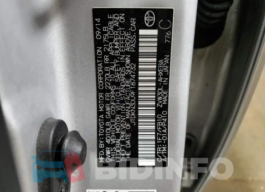 JTDKN3DU9F1874732 Photo# 12