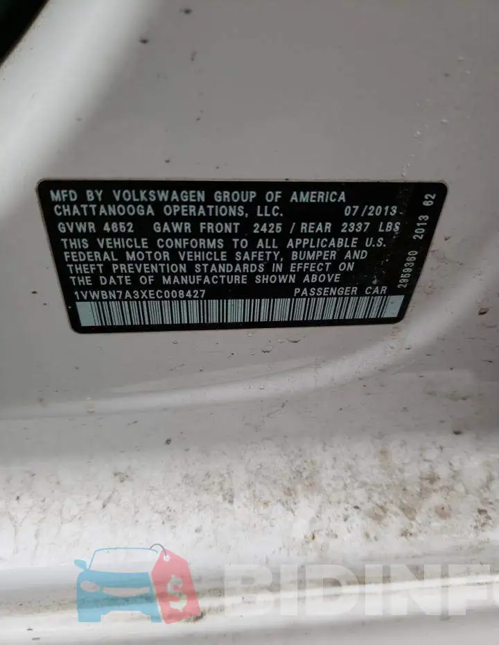 1VWBN7A3XEC008427 Photo# 12