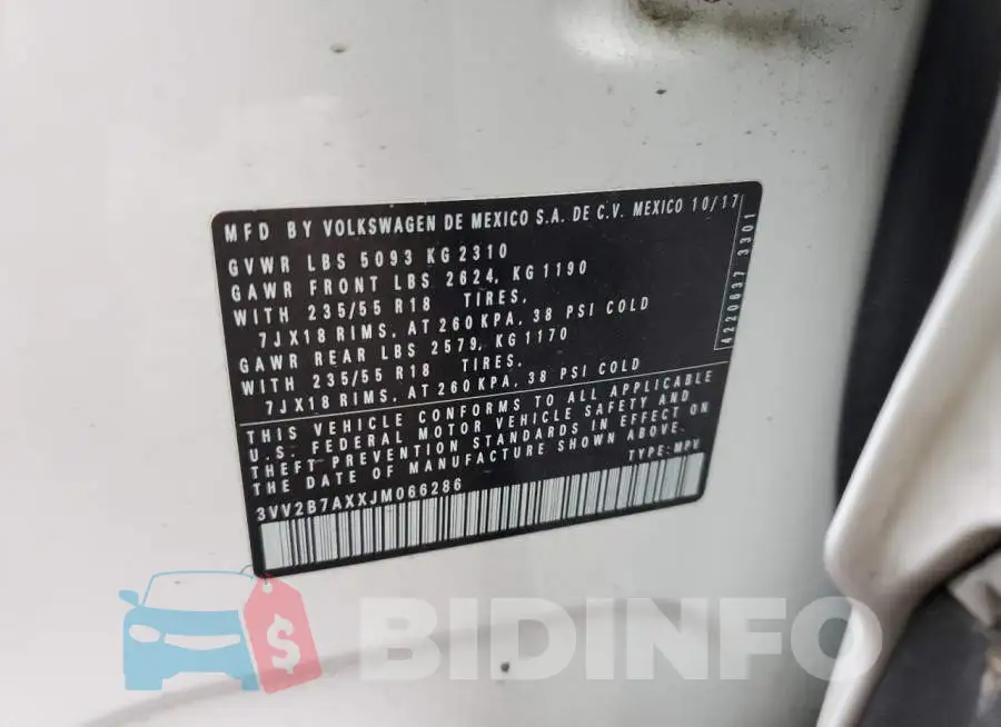3VV2B7AXXJM066286 Photo# 10