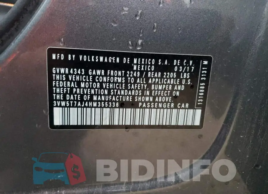 3VW5T7AJ4HM355336 Photo# 12