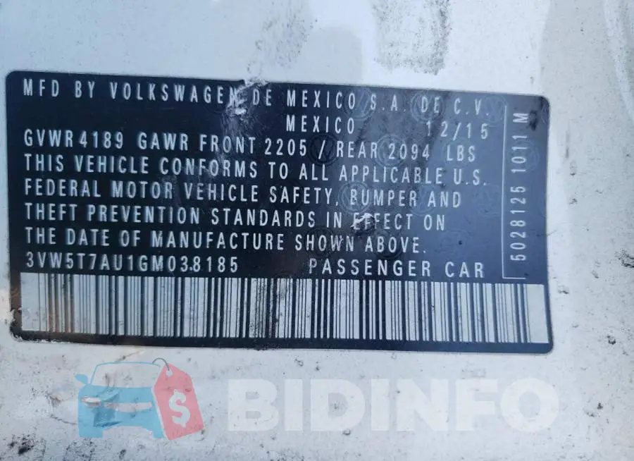 3VW5T7AU1GM038185 Photo# 10