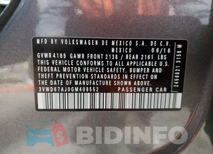 3VWD67AJ0GM408552 Photo# 10