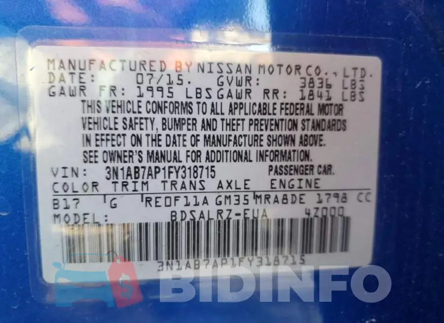 3N1AB7AP1FY318715 Photo# 12