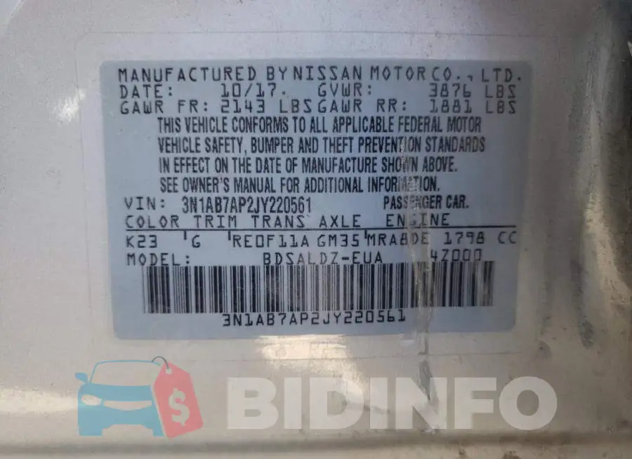 3N1AB7AP2JY220561 Photo# 10