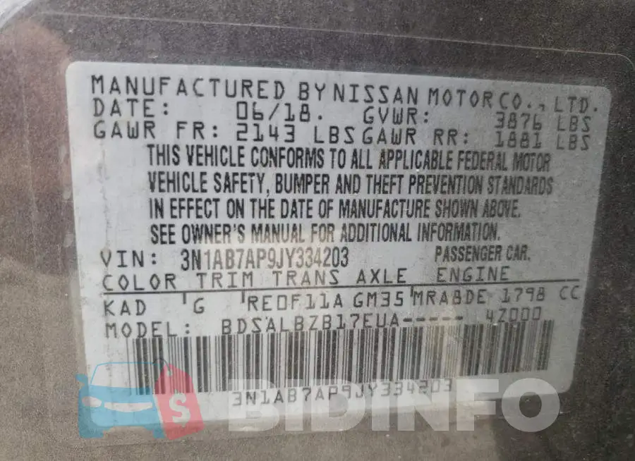 3N1AB7AP9JY334203 Photo# 10