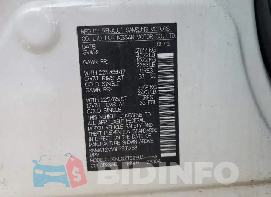 KNMAT2MV1FP531768 Photo# 10