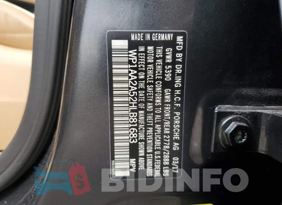 WP1AA2A52HLB81683 Photo# 13