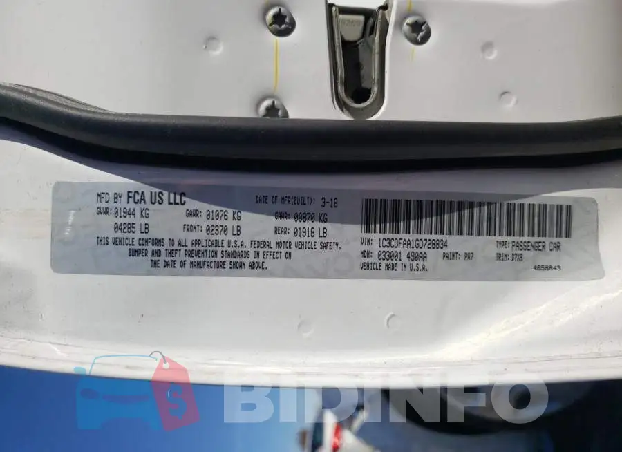 1C3CDFAA1GD728834 Photo# 12