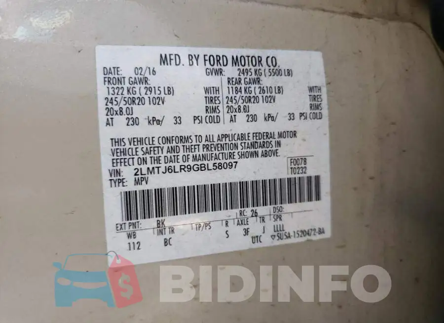 2LMTJ6LR9GBL58097 Photo# 12
