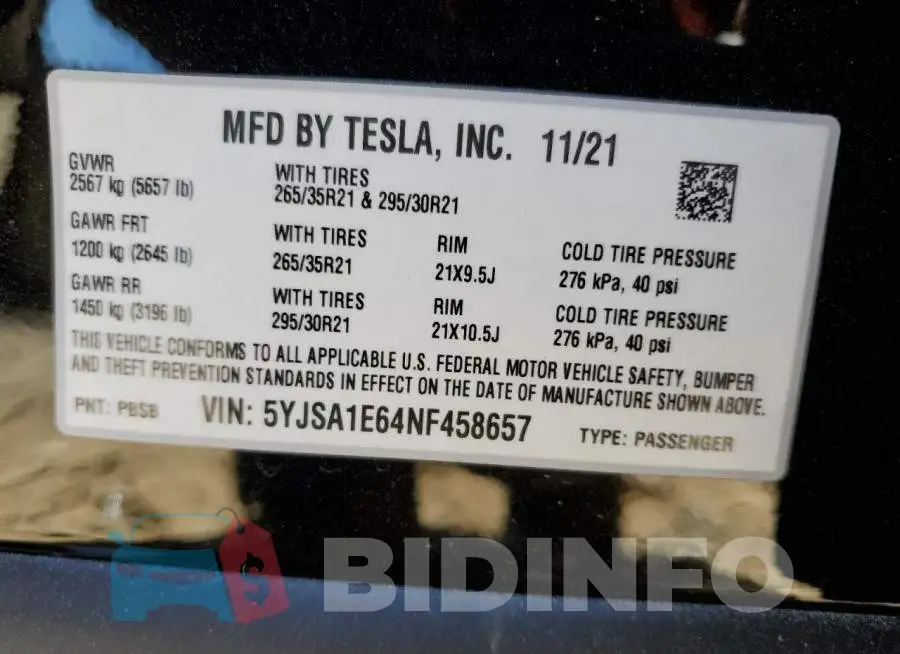 5YJSA1E64NF458657 Photo# 10